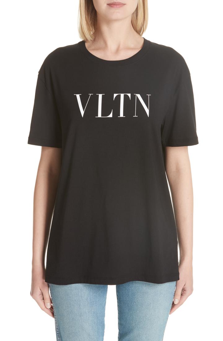 Women's Valentino Vltn Logo Tee - Black
