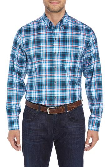 Men's Cutter & Buck Brad Fit Non-iron Plaid Sport Shirt