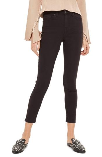 Women's Topshop Jamie High Waist Ankle Grazer Skinny Jeans W X 32l (fits Like 33-34w) - Black