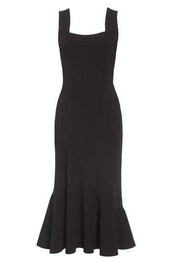 Women's Dress The Population Monica Tea Length Trumpet Dress, Size - Black