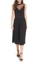 Women's Hinge Mesh Panel Midi Dress, Size - Black