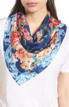 Women's Echo Airlie Beach Floral Silk Square Scarf, Size - Blue