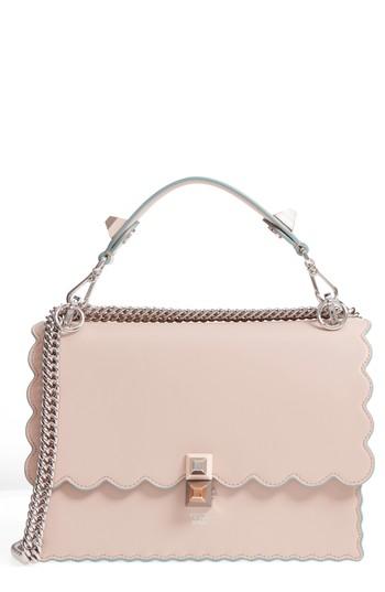 Fendi Kan I Scallop Leather Shoulder Bag - Pink