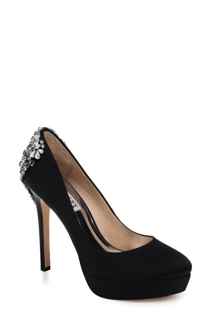 Women's Badgley Mischka Viola Embellished Platform Pump M - Black