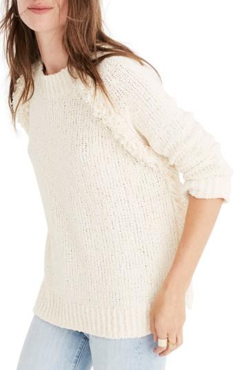 Women's Madewell Loopy Fringe Raglan Sweater, Size - Beige