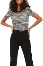 Women's Topshop Peachy Stripe Tee Us (fits Like 10-12) - Black