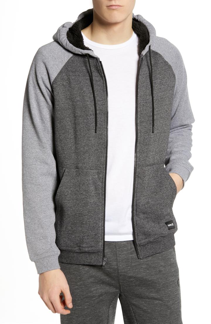 Men's Hurley Cronie Fleece Zip Hoodie - Grey