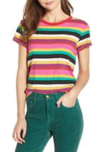Women's Pam & Gela Rainbow Stripe Tee, Size - Pink