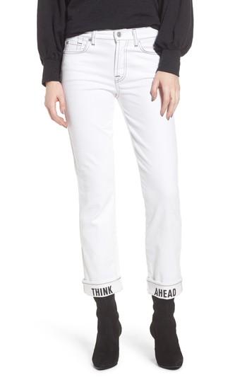 Women's 7 For All Mankind Dylan Print Cuff Straight Leg Jeans - White