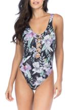 Women's The Bikini Lab Sage Plunge High Leg One-piece Swimsuit - Black