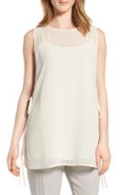 Women's Eileen Fisher Sheer Overlay Silk Top - White