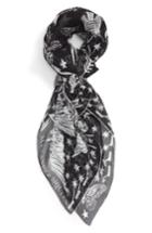 Women's Alexander Mcqueen Shallow Dream Silk Shawl, Size - Black