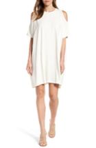 Women's Press Cold Shoulder Asymmetrical Jersey Dress /x-large - White
