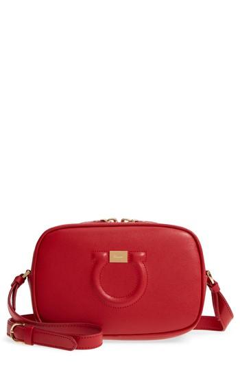 Salvatore Ferragamo Gancio Leather Camera Bag - Red