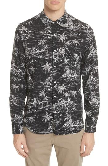 Men's Ovadia & Sons Long Sleeve Hawaiian Shirt - Black