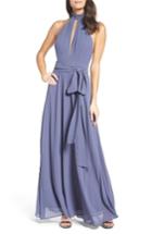 Women's Lulus Ruffle Neck Halter Gown - Blue