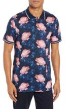 Men's Ted Baker London Slim Fit Lively Floral Print Polo (3xl) - Blue