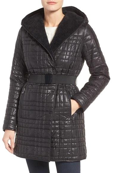 Women's Kenneth Cole New York Faux Shearling Lined Puffer Coat