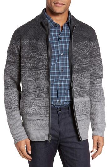 Men's Zachary Prell Hawkins Degrade Merino Full Zip Cardigan, Size - Grey