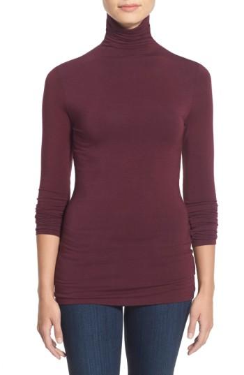 Women's Halogen Long Sleeve Turtleneck, Size - Burgundy