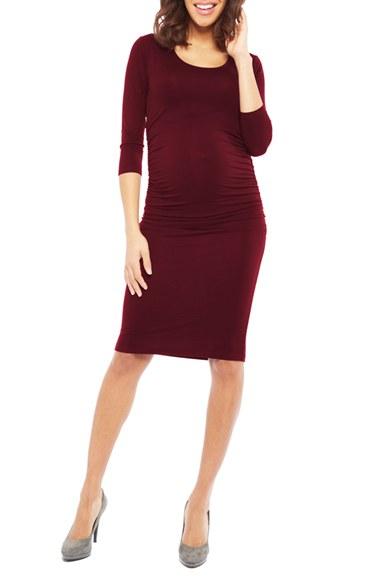 Women's Nom 'ellie' Ruched Maternity Dress - Red