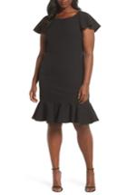 Women's Eliza J Ruffle Hem Sheath Dress - Black