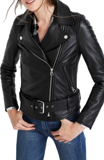 Women's Madewell Ultimate Leather Jacket, Size - Black