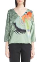 Women's Dries Van Noten Placed Print Top Us / 34 Fr - Blue/green