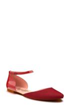 Women's Shoes Of Prey Ankle Strap D'orsay Flat B - Red