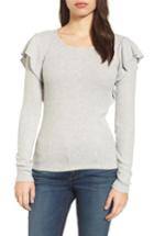 Women's Lucky Brand Ruffle Trim Ribbed Sweater - Grey