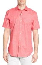 Men's Bugatchi Freehand Shaped Fit Sport Shirt, Size - Pink