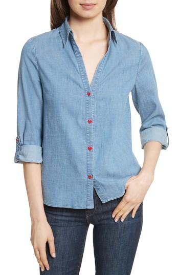 Women's Alice + Olivia Eloise Applique Roll-cuff Shirt