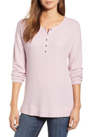 Women's Caslon Thermal Henley Top - Purple