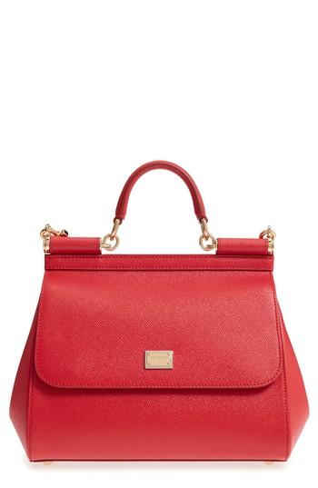 Dolce & Gabbana 'small Miss Sicily' Leather Satchel - Red
