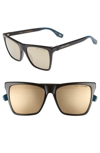 Women's Marc Jacobs 54mm Square Sunglasses - Black/ Gold