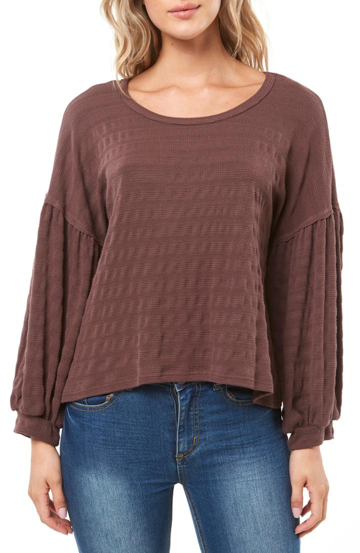 Women's O'neill Pacifica Balloon Sleeve Top - Brown