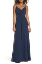 Women's Hayley Paige Occasions Gathered V-neck Chiffon Gown - Blue