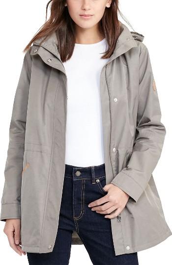 Women's Lauren Ralph Lauren Stowaway Hood Drawstring Waist Anorak - Green