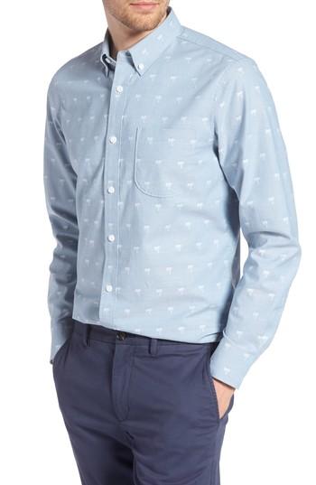 Men's 1901 Trim Fit Print Chambray Sport Shirt - Blue
