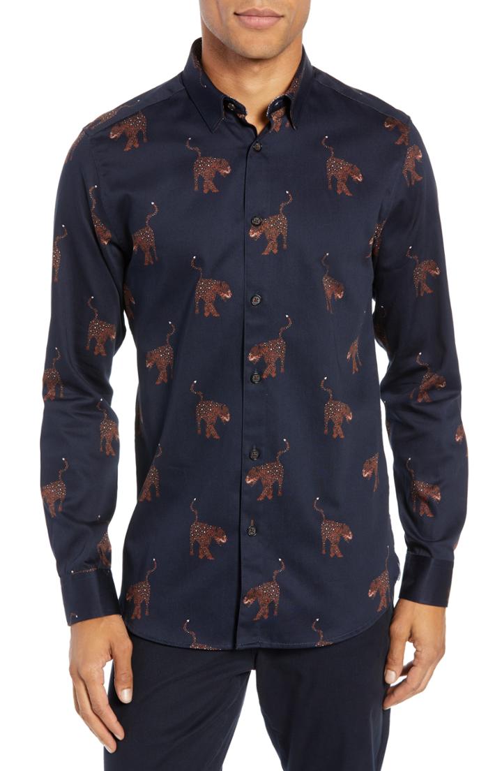 Men's Ted Baker London Panther Print Sport Shirt