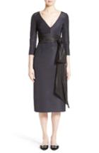 Women's Oscar De La Renta Silk Moire Cocktail Dress - Blue