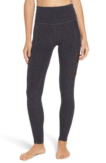 Women's Beyond Yoga High Striped Mesh Leggings - Black