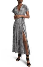Women's French Connection Aurore Velvet Maxi Wrap Dress - Grey