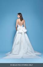 Women's Carolina Herrera Jacqueline Lace Trim Strapless Mikado Column Gown With Detachable Bow Train, Size - Ivory