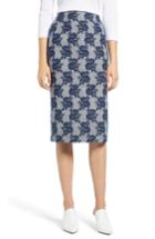 Women's Halogen Mixed Pattern Pencil Skirt (similar To 14w) - Blue
