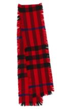 Women's Burberry Mega Fashion Fringe Wool Scarf, Size - Red