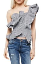 Women's Alpha & Omega Gingham One-shoulder Blouse - Black