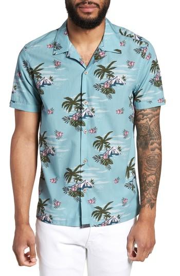Men's Ted Baker London Slim Fit Tropical Pattern Sport Shirt (s) - Blue
