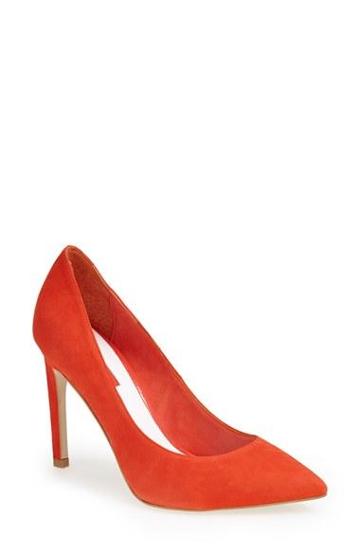 Topshop 'glory' Pointy Toe Suede Pump (women) Orange