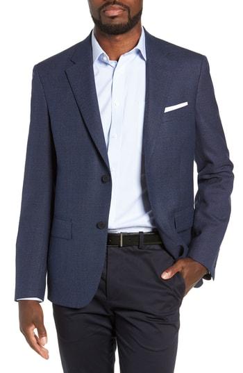 Men's Nordstrom Men's Shop Trim Fit Crosshatched Wool Sport Coat S - Blue